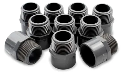 Produktbild von 10 Stück Schwarz 3/4 Zoll BSP Außengewinde auf 25 mm Steckbuchse PVC Sechskant Nippelverbinder für Bewässerung und Pflanzenanbau