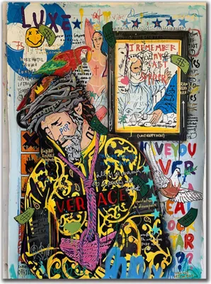 Produktbild von TPFLiving Kunstdruck LW-556 (OHNE RAHMEN) Poster - Leinwand - Wandbild - Hochauflösender Giclée-Druck, langlebig und hochwertig - Graffiti Kunst Mann - Größe: 90x130cm