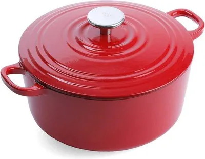 Obrázok produktu pre Famanu Gusseňový hrniec s pokrievkou, 24 cm – vhodný na indukčné varné dosky, okrúha panvica na pečenie a dusenie, vhodný do umývačky riadu