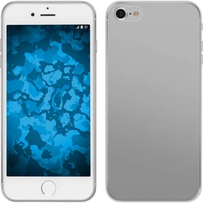 A front and back view of a smartphone case with a blue abstract wallpaper on the screen.