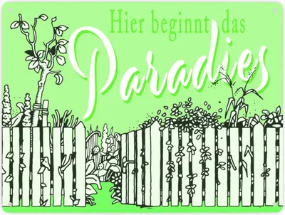 Produktbild von Gartenparadies Metallschild XXL in 28x38 cm grün zum Thema Urlaub im Garten