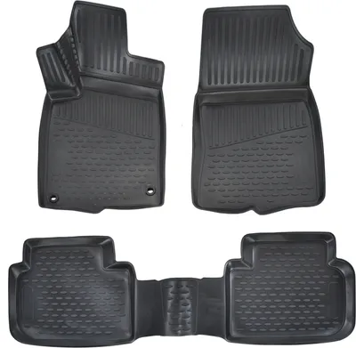 Image de 3D Tapis De Sol en Caoutchouc Exclusive Pour Honda Civic Si Depuis 2022 Sedan / Liftback, Bord Haut, Noir, Antidérapant, Toutes Saisons