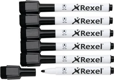 Produktbild von Rexel Whiteboard-Marker, schwarz, 6er Set