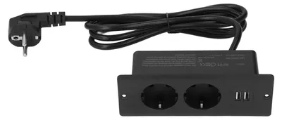Image de Prise intégrée, 2 ports USB de 10 A, prise encastrée dans le plateau avec un câble de 1,5 m