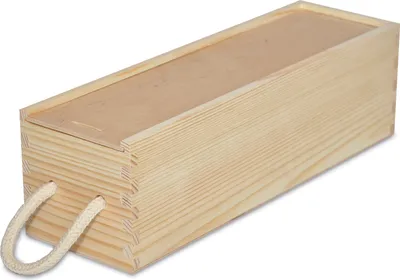 Obrázok produktu pre Creative Deco Krabica na Víno Drevená z Prírodného Borovicového Dreva | na 1 Fľašu s Posuvným Vekom a šnúrou na Prenášanie | 35,5 x 10,5 x 10,5 cm | Ideálna na Skladovanie, Dekoráciu alebo ako Darček