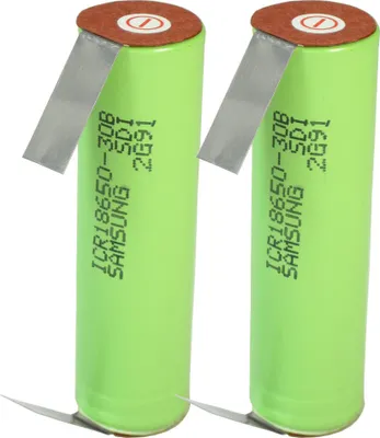 Produktbild von 2x Ersatzakku für Bosch IXO/ISIO mit mehr Kapazität Samsung Akku 18650 Zelle mit U-Lötfahne 3000mAh