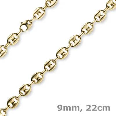 Produktbild von 9mm Armband Armkette Schiffsanker Ankerkette 585 Gold Gelbgold 22cm Armschmuck
