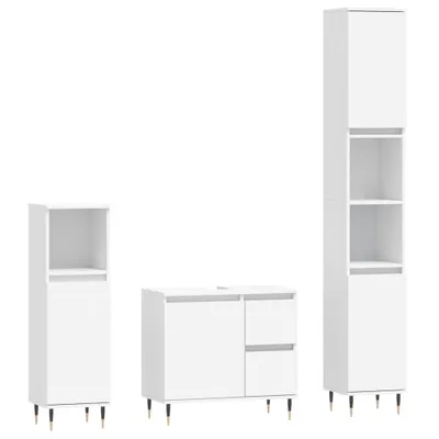 Produktbild von 3-tlg. Badmöbel-Set Weiß Holzwerkstoff