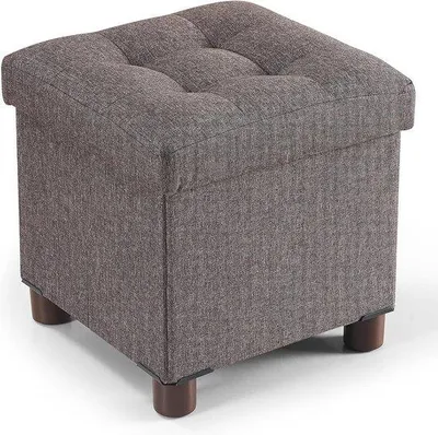 Produktbild von Famanu Ottomane Aufbewahrungsbox mit Füßen - 32 x 32 x 32,5 cm - braun