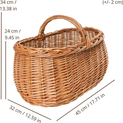 Produktbild von Creative Home Große Picknickkorb Weidenkorb mit Henkel Einkaufskorb Autokorb - 45 x 32 x 34 cm
