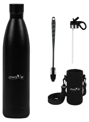 Immagine prodotto di Borraccia termica AWAVE® da 750 ml in acciaio inossidabile | Nero opaco