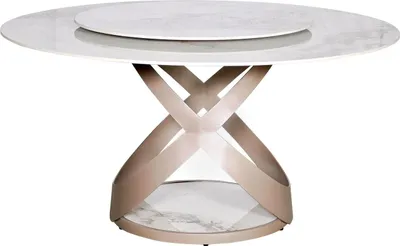Produktbild von FURNLUX Esstisch Modig Marmor Weiss Und Roségold 150cm / Hauptfarbe: Weiß / Abmessungen: 150 x 75 x 150 cm