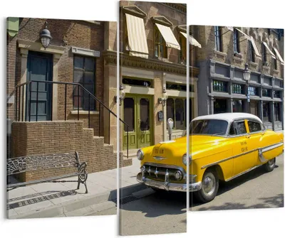Produktbild von Bild auf Leinwand - Leinwandbild - Amerikanisches auto klassisch stadt - 95x80cm - Wand Bild - Wanddeko - Leinwanddruck - Bilder - Kunstdruck - Leinwand bilder - Wandkunst - CB95x80-2569