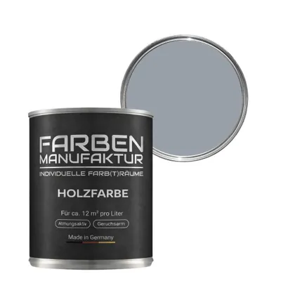 Produktbild von Farben Manufaktur Holzfarbe Wetterschutzfarbe Holzlack RAL deckend 1L - ca. RAL 7040 Fenstergrau