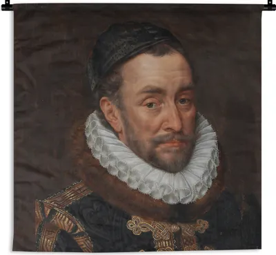 Produktbild von MuchoWow® Wandteppich Wandbehang Wilhelm von Oranien - Gemälde von Adriaen Thomasz. 150x150 cm Tapisserie Dekoration Wandtuch - Wohnaccessoires - Modernes