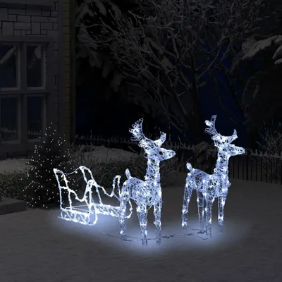 Zdjęcie produktu dla The Living Store Dekoracja świąteczna renifer i sanie 160 LED 130 cm akrylowa