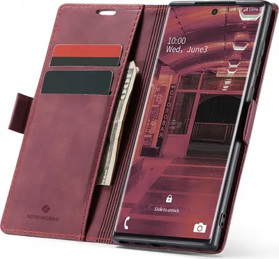 Obrázek produktu pro Pouzdro s klopou na telefon SPACECASE Wallet pro Galaxy Note 20 Ultra Červená