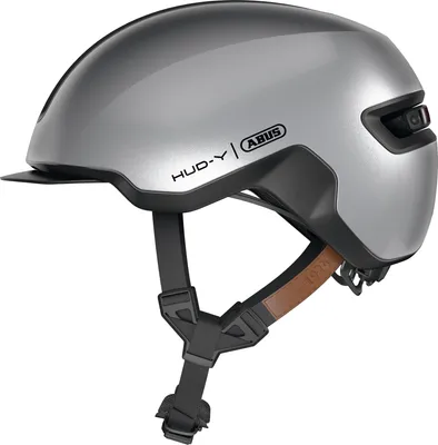 Immagine prodotto di Casco da bici ABUS HUD-Y - con luce posteriore a LED magnetica e ricaricabile e chiusura magnetica - Elegante casco urbano per l'uso quotidiano - per uomo e donna - argento, taglia L (57-61 cm)