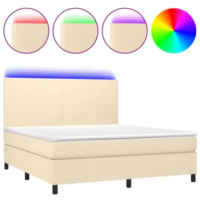 Produktbild von vidaXL Boxspringbett mit Matratze & LED Creme 180x200 cm Stoff