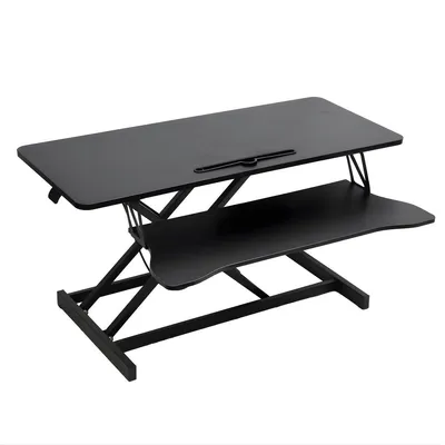 Productafbeelding van Ergonomische, in hoogte verstelbare bureauverhoger – 94 cm – Metaallook – 15–48 cm – Geschikt voor thuiswerken en kantoor