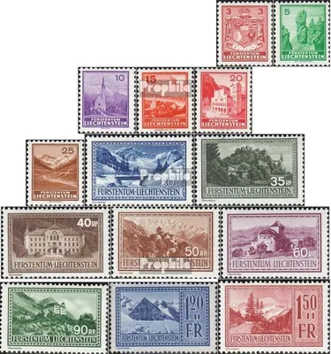 Produktbild von Briefmarken Liechtenstein 1934 Mi 126-139 (kompl.Ausg.) gestempelt Ansichten