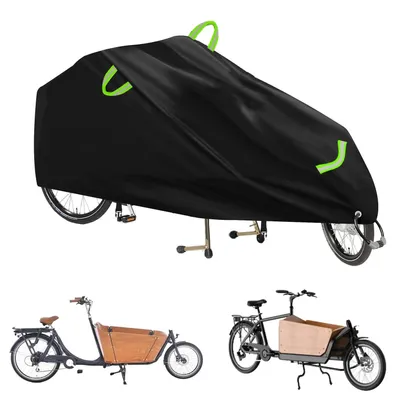 Immagine prodotto di Telo coprioggetto impermeabile - Copertura per biciclette 420D, resistente - Copertura protettiva per cargo bike - Resistente ai raggi UV - Impermeabile al vento - Dimensioni: 235 x 100 x 79 cm