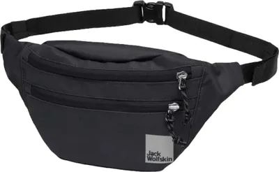 A black Jack Wolfskin hip bag is shown against a white background.
