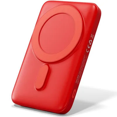 Obrázok produktu pre VIESTA® powerbanka 10 000 mAh červená rýchle nabíjanie 22,5 W PD 20W bezdrôtové 15W USB-C vstup výstup USB-A Lightning magnetická