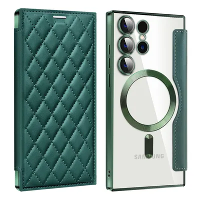 Obrázek produktu pro Pro Samsung Galaxy S24 Ultra 360° Full Body Magsafe RFID Anti Data Theft Art Kožené pouzdro Smart Cover