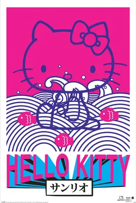 Image de Hello Kitty - Poster "Tokyo Rebel", Maxi PM10831 (91,5 cm x 61 cm) (Rose/Blanc/Bleu)