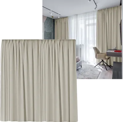 Produktbild von Kräuselband Blickdicht 300 (B) x 245cm (L) extra Breit Überbreite Abdunkelnd Vorhang  Gardine Schal mit Universalband Creme