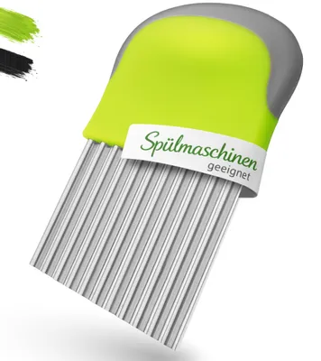 Zdjęcie produktu dla Villkin – Nóż do warzyw i owoców ze stali nierdzewnej, z rowkowanym ostrzem | Ergonomiczny uchwyt | Można myć w zmywarce | Zielony