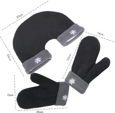 Produktbild von Gestrickte Fäustlinge - Warme Winterhandschuhe - Partnerhandschuhe für Paare - Für Winter, Outdoor, Wandern - Schneeflockenstickerei - Schwarz
