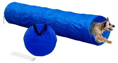Produktbild von Agility Tunnel Größe L - Tunnel für Hunde - 3 m zum Trainieren - Geschicklichkeitstraining mit Kunststofftunnel - Ø 50 cm - Länge: 300 cm - Blau