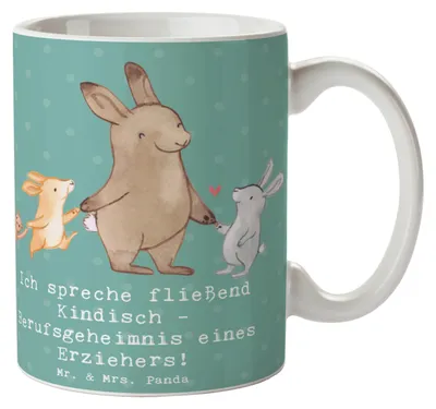 Produktbild von Mr. & Mrs. Panda Kaffeetasse Erzieher Kindisch - Meeresbrise - Geschenk, Trinkbecher, Spielen, Beruf, Berufsliebe, Pott, Kreativität, Berufsleben, Kaffeepott, haferl