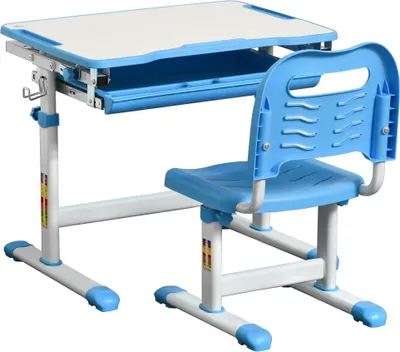 Image de Bureau enfant avec chaise - Ensemble - Réglable en hauteur - Pour enfants à partir de 6 ans - Taille 66×47×77 cm - Montage nécessaire