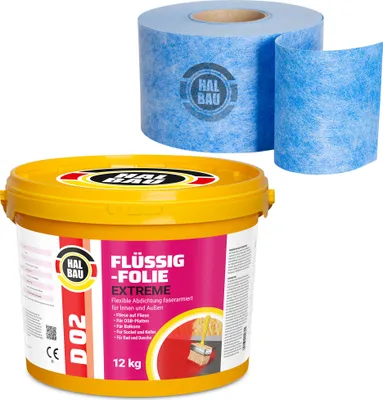 Produktbild von Dichtset Balkon Bad Abdichtung Flüssigfolie 12kg Dichtband Set Aussen Innen H314