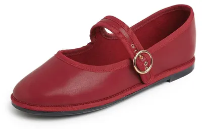 Zdjęcie produktu dla Mary Jane Ballerinas – czerwona, wegańska skóra z klamrą