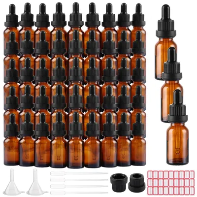 Image de 48 flacons en verre brun de 15 ml avec pipette