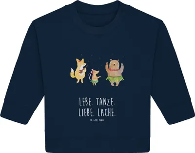 Produktbild von Mr. & Mrs. Panda Organic Baby Pullover Waldtiere Aloha 6. - 12. Monat - French Navy - Geschenk, Bär, Igel, Tanzen, Hase, Bullover, Wald, Lustige Sprüche, Musik
