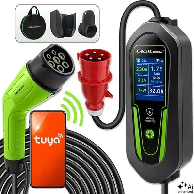 Immagine prodotto di Stazione di ricarica mobile per veicoli elettrici, tipo 2, 7 kW, 230 V, CEE 32 A, cavo da 5 metri