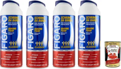 Produktbild von Figaro Schiuma da Barba Original Classic Rasierschaum für häufiges Rasieren, 4x 400ml + Italian Gourmet polpa 400g