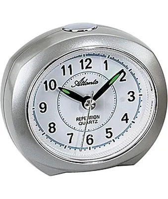 Produktbild von Atlanta 1593/19 Wecker Quarz analog silbern leise ohne Ticken mit Licht Snooze