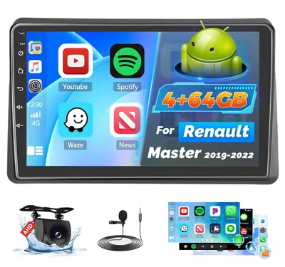 Obrázok produktu pre 2 DIN autorádio s 4+64G pamäte pre vozidlá Renault Master (modelové roky 2019-2022) s bezdrôtovým systémom Carplay a Android Auto