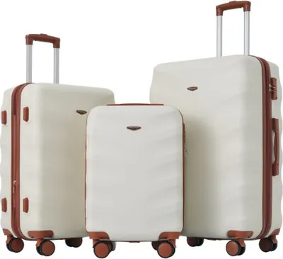 Image de AIORBER Ensemble de valises, ensemble M-L-XL, réglable, roues à 360 degrés, matériau ABS, résistant à la pression et durable, pour les voyages et les voyages d'affaires, blanc