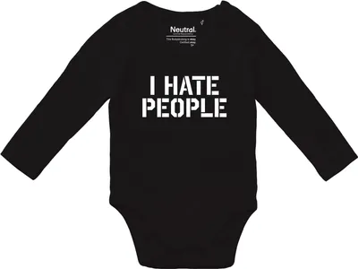 Produktbild von Huuraa Baby Body I HATE PEOPLE 62 Black  Baumwolle Fairtrade Langarmbody Geschenkidee