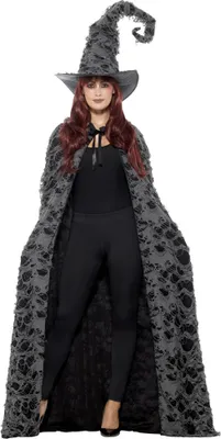 Image de Cape de sorcière grise - cape costume d'Halloween femme