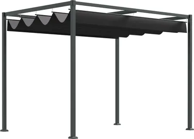Zdjęcie produktu dla Pergola Zadaszenie Patio Z Przesuwanym Dachem, Poliester, Czarny + Szary, 298X213X221Cm