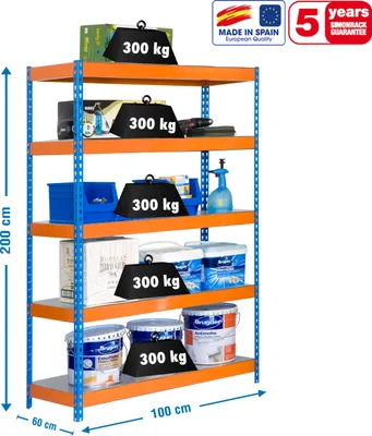 Produktbild von Metallregal BRICOFORTE 1006-5 METALL BLAU/ORANGE/VERZINKT
