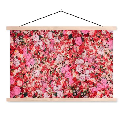 Produktbild von MuchoWow® Textilposter Blumen - Farben - Rosen 120x80 cm mit holzfarbenen Rahmen - Aufhängeset
